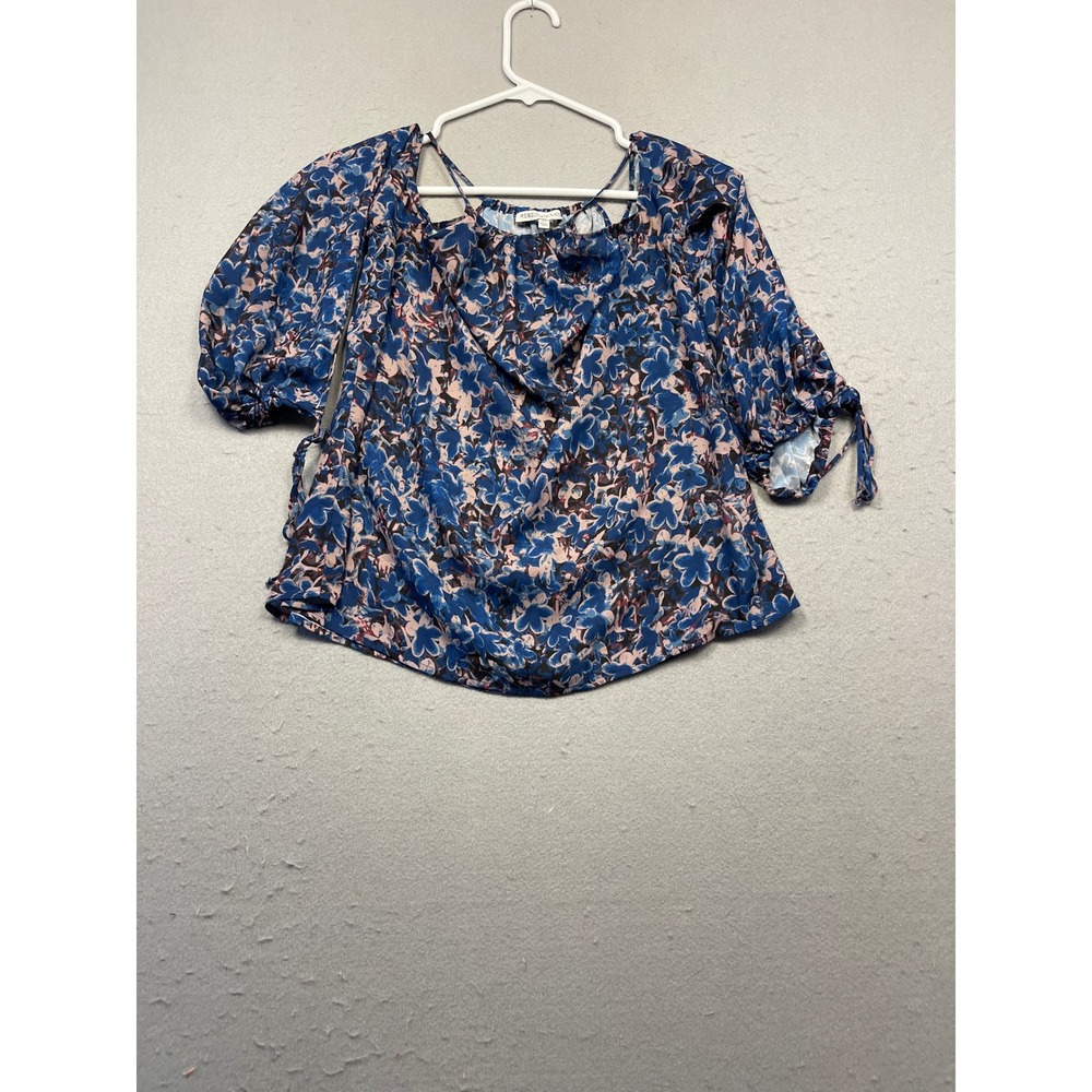 Rebecca Minkoff Blouse Floral Blue Pink XS Womens